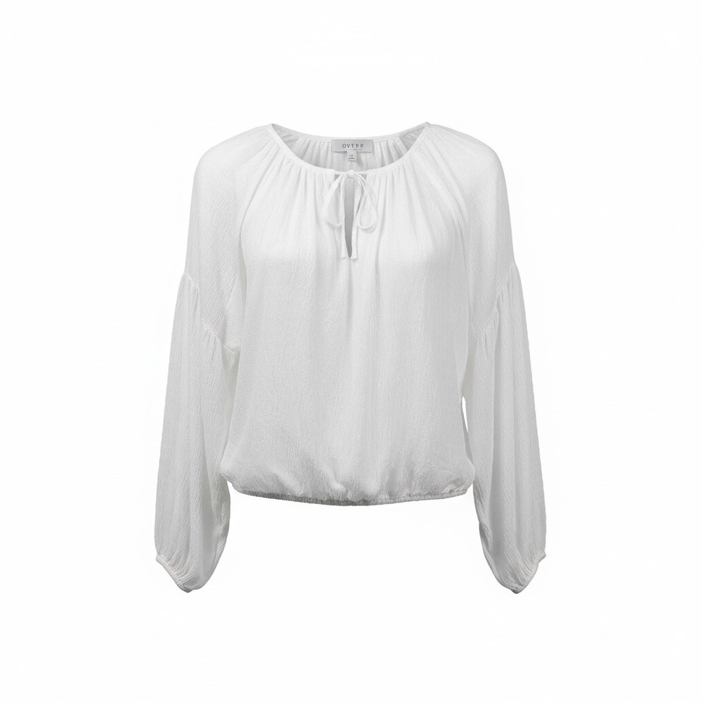 Wayf White Women's Blouse with Tie Detail